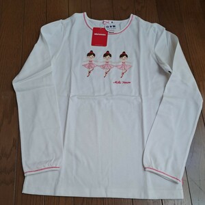 ⑪ 新品　150cm　定価7810円　ミキハウス　長袖Tシャツ　ロンT　ピンク　女の子　ホワイト