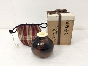 ●井上東也 唐津焼 鏡山窯 茶入 茶道具 共箱付き アンティーク 和風 伝統工芸品【20415637】