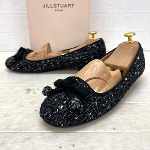 和482★ 箱付 JILL STUART ジルスチュアート パンプス スパンコール シューズ 24 ネイビー ブラック レディース