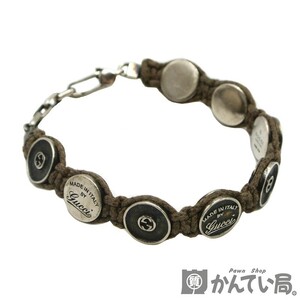 20683 GUCCI【グッチ】アイコンロゴ コインブレスレット シルバー 925 アクセサリー メンズ レディース【中古】USED-B