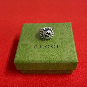 ほぼ未使用 箱 袋付 希少品 GUCCI グッチ インターロッキングG シグネットリング シルバー925 リング 指輪 アクセサリー シルバー 97550