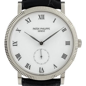 パテックフィリップ PATEK PHILIPPE カラトラバ 3919G-001 腕時計 WG レザー 手巻き ホワイト メンズ 【中古】