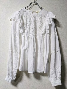 Ｈ＆Ｍ　イギリス刺繍ブラウス　レース　白ブラウス　コットン100%