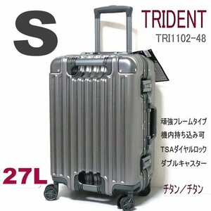 送料無料◆ スーツケース 機内持ち込み 小型 頑丈 アルミフレーム TRI1102-48 TSA ダブルキャスター ビジネス 1泊2泊3泊 チタンチタン M389