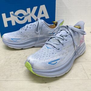 和540★ 箱付 HOKA ONE ONE CLIFTON 9 ホカオネオネ クリフトン ランニングシューズ ジョギング 24 ライトブルー レディース