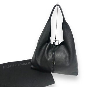 ▼【HENRY BEGUELIN】エンリーベグリン レザー ワンショルダーバッグ ブラック 革 鞄 ポーチ付 RA7191