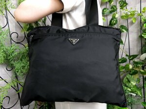 ●超美品●PRADA プラダ●三角ロゴプレート●ポコノ ナイロン●ショルダー トート バッグ●黒●SV金具●肩掛け●A4 書類 かばん●Js47610