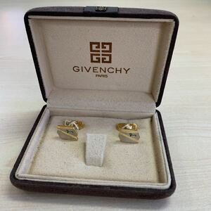 【保管品】GIVENCHY カフス GGロゴ シルバー×ゴールド メンズ ジバンシー ケース付き メンズアクセサリー