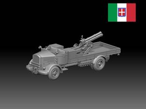 HINODE 1/144レジンキット 未塗装 WW2 イタリア軍　100/17 su Lancia 3Ro トラック ランチア3Roトラック　100mm 榴弾砲搭載 自走砲 240804