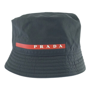 PRADA プラダ ロゴ ライン スポーツ バケットハット ハット 帽子 キャップ/ブラック■536408