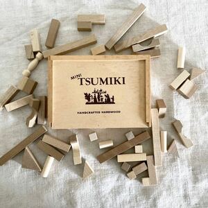 小さな積み木 箱入り MINI TSUMIKI HANDCRAFTED HARDWOOD ウッドケース入り 木製 ディスプレイ インテリア 木のおもちゃ 知育玩具