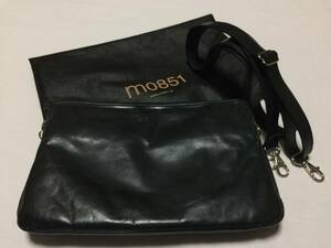 【m0851】本物・極美品 ANILINE CLUTCH TWO POCKET アニリン クラッチバッグ ショルダー ストラップ付 ブラック 天然皮革 レザー カナダ製