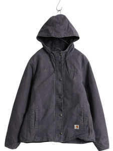 US企画 カーハート 裏 ボア ダック パーカー ジャケット レディース M / 古着 CARHARTT フード パイル フリース ワーク フルジップ 廃盤 紫