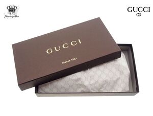 グッチ 空箱 ラッピング包装 フタミ式 ボックス GG柄 ブラウン 薄葉紙付き GUCCI【Used 極上品】