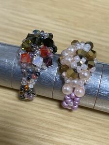 ハンドメイド　ビーズリング　リングサイズ約　15～18 号　G