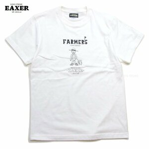 送込 新品 EAXER 猫とおじさんTシャツ 白XL 牧場 農園 オリジナル半袖tシャツ イークサー メンズt カットソー 24002