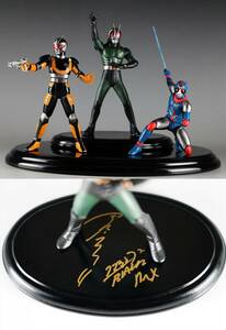 究極 1/15 仮面ライダーBLACK RX ロボ バイオ 3体SET ガレージキット 改造 塗装組立 南光太郎 倉田てつを 直筆サイン入り 台座付き 完成品