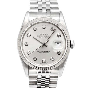 ロレックス ROLEX デイトジャスト 16234G 10Pダイヤモンド シルバー文字盤 U番 SS/WG メンズ腕時計 自動巻き DATEJUST 36mm ブランド 男性