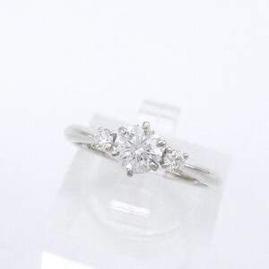 【送料無料】ミキモト MIKIMOTO PT950 ダイヤモンド0.36ct/0.07ct リング E-VVS2-EX 9号★保証書付き・美品★