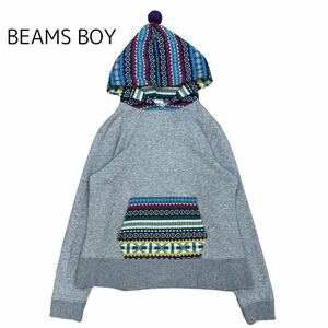 【BEAMS BOY 】プルオーバーパーカー　ペイント柄