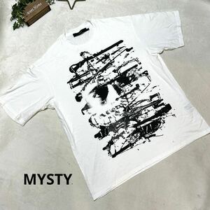 【MYSTY】オーバーサイズTシャツ(半袖)プリント大版ビッグTシャツ L 白