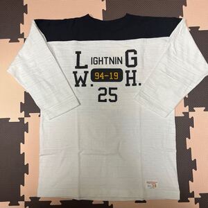 ウエアハウス×雑誌ライトニング コラボ七分袖フットボールTシャツ　38(M)サイズ　オフ×スミクロ