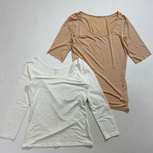 75 UNIQLO ユニクロ HEATTECH ヒートテック UネックTシャツ 2枚セット サイズL レディース 40226L