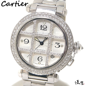 【ダイヤモデル】カルティエ パシャ 38mm ダイヤグリッド 自動巻 美品 メンズ レディース 時計 Cartier 俵屋