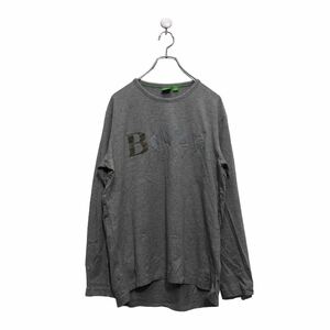 HUGO BOSS 長袖 ロゴ Tシャツ L ヒューゴボス グレー プリント シンプル 古着卸 アメリカ仕入 a603-6921