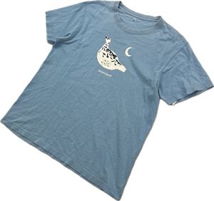 mont-bell ☆ 雷鳥 ライチョウ プリント 半袖 Tシャツ ライトブルー M 春夏 登山 ハイキング アウトドア スポーツ キャンプ モンベル■BM83