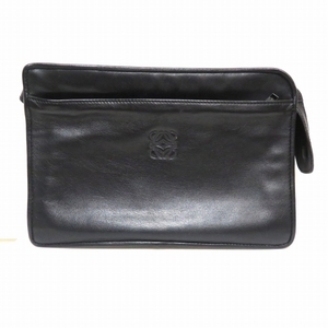 #anb ロエベ LOEWE セカンドバッグ クラッチバッグ アナグラム レザー 黒 ユニセックス [843997]