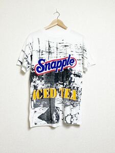 80s 90s USA製 ビンテージ Snapple 大判 両面プリント 総柄 Tシャツ 企業ロゴ L ホワイト 白 半袖 スナップル ドクターペッパー/コカコーラ