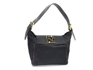 1円 ■美品■ FENDI フェンディ ヴィンテージ マンマバケット ナイロン ショルダーバッグ ハンドバッグ レディース ブラック系 FF8353