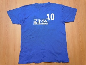 〈レア〉ZIMA ジーマ メンズ 10周年記念 両面プリント Tシャツ 青 古着★d