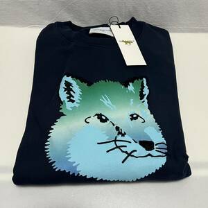 新品 Maison Kitsune メゾンキツネ フォックス ヘッド スウェット VIBRANT FOX HEAD RELAXED SWEATSHIRT ネイビー XS ユニセックス