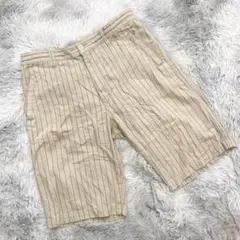 美品 グローバルワーク ショートパンツ 白 ストライプ メンズ Mサイズ