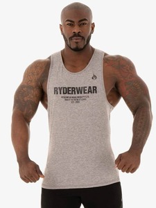 【メーカー直輸入正規品】 RYDERWEAR ライダーウェア フォーカス ボーラー タンク USサイズ:L 杢グレー ジムウェア/フィジーク/ボディビル