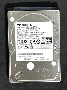 ★ 750GB ★【使用時間：2298 ｈ】 TOSHIBA　/　 MQ01ABD075　稼働少　　2.5インチ内蔵HDD/厚さ9.5mm/SATA　東芝 [管理■01NT]