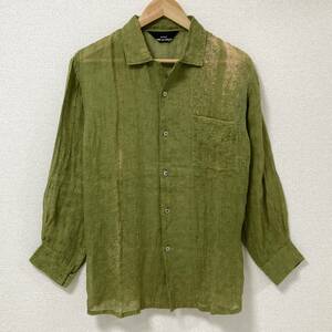 リネン AD1992 トリココムデギャルソン オープンカラー 長袖 シャツ カーキ tricot 開襟 ブラウス 麻 90s VINTAGE archive 4010269 