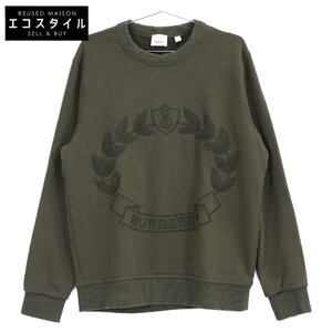 美品/国内正規 BURBERRY バーバリー 8061286 エンブレムロゴ クルーネック トレーナー/ トップス S/P カーキ メンズ