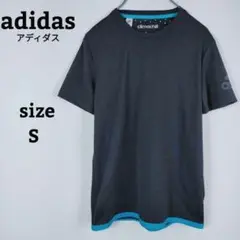 adidas アディダス 半袖 S 薄手 Tシャツ 速乾 チャコールグレー ロゴ