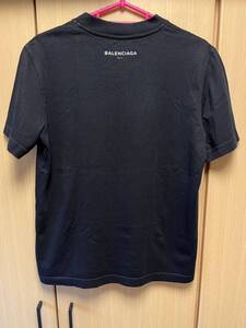 正規 16SS BALENCIAGA バレンシアガ バック 襟足 ロゴ クルーネック プレーン Tシャツ 黒 XS 460593 TUK21