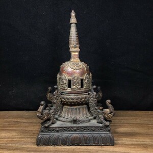 旧家蔵出 古玩 純銅仏塔の置物工芸品 復古 430
