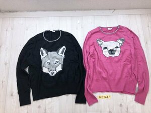 GAP ギャップ レディース キツネ・犬 ニットアクリルセーター 2点セット まとめ売り ナイロンウールアクリル L 黒・ピンク