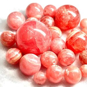 1円〜!!［天然ロードクロサイトおまとめ200ct］j 約40g 丸玉 ルース 裸石 宝石 ジュエリー jewelry rhodochrosite w3マ41