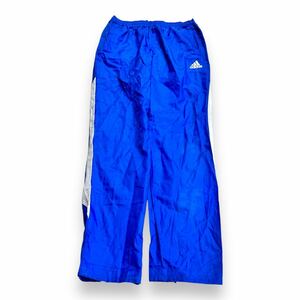 adidas アディダス シャカパン ナイロンパンツ スポーツ ジャージ 裾チャック ポリエステル ブルー ホワイトキッズサイズ160