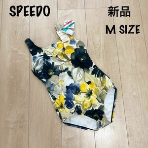 新品　タグ付　SPEEDO スピード　競泳水着　ワンピース　M 花柄　ミズノ　ミラノコレクション　フィットネス水着 スイムウェア　黄/黒/紺