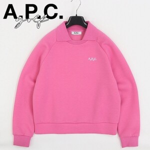 ◆A.P.C. GOLF アーペーセー ゴルフ ストレッチ ロゴプリント トレーナー トップス ピンク