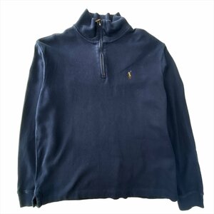 ポロ ラルフローレン ニット セーター ネイビー POLO Ralph Lauren 古着 メンズ S ドライバーズ 刺繍ロゴ ハーフジップ クリーニング済み