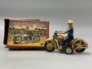 12＃C/6201 当時物　青柳商店　ブリキ　POLICE　PATROL　MOTOR　CYCLE　レトロ　箱付　60サイズ